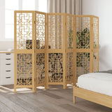 Room Divider 6 Panels Brown Solid Wood Paulownia 358873