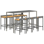 9 Piece Garden Bar Set Grey Poly Rattan& Solid Wood Acacia 3187681