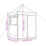 Foldable Party Tent Pop-Up with 4 Sidewalls Brown 4005004