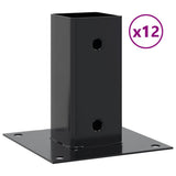 Post Bases Square 12 pcs Anthracite 71x71 mm Powder-coated Steel 42000025