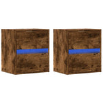 ZNTS Wall-mounted Bedside Cabinets with LED Lights 2 pcs Smoked Oak 3307970