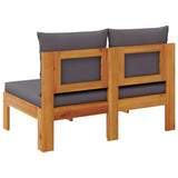 Garden Sofa Armless with Cushions 2-Seater Solid Wood Acacia 367631