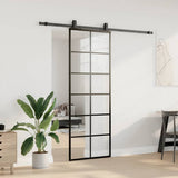Sliding Door with Hardware Set Black 76x205 cm ESG Glass 3375930