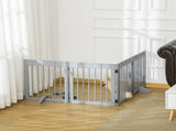 Freestanding Pet Gate 4 Panel Folding Wooden Dog Barrier w/ Support Feet T3398P349695