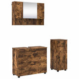 Bathroom Furniture Set with Drawer with Shelf 3 pcs Smoked Oak 3393038