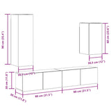 ZNTS 4 Piece TV Cabinet Set Wall-mounted Old Wood Engineered Wood 3329151