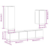4 Piece TV Cabinet Set Wall-mounted Old Wood Engineered Wood 3329151
