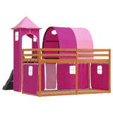 Bunk Bed without Mattress with Slide and Curtains Pink 90x200 cm 3284169