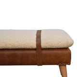 Bouclé Buffalo Hide Leather Bench IN3300