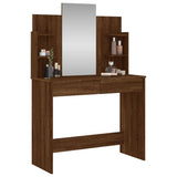 Dressing Table with Mirror Brown Oak 96x39x142 cm 837581