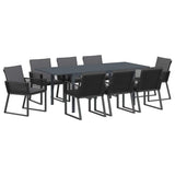 Garden Dining Set 9 pcs Black Poly Rattan 3378830