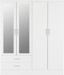 ZNTS Nevada 4 Door 2 Drawer Mirrored Wardrobe 100-101-088