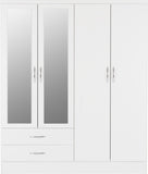 ZNTS Nevada 4 Door 2 Drawer Mirrored Wardrobe 100-101-088