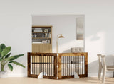 Dog Gate with Stands 2 pcs Smoked Oak 100 x 80 cm 892057