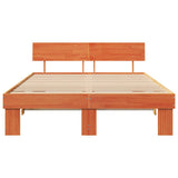 Bed Frame with Headboard Wax Brown 150 x 200 cm Solid Pine Wood 872565