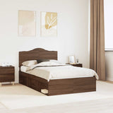 Bed Frame with Headboard Brown Oak 120 x 200 cm Solid Pine Wood 3413332