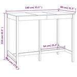 ZNTS Bar Table White 140x80x110 cm Solid Wood Pine 822158