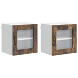 Wall Glass Cabinet LUCCA 2 pcs Smoked Oak 40 x 31 x 40 cm 884845