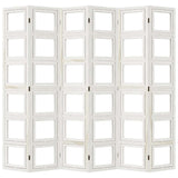 Room Divider 6 Panels White Solid Wood Paulownia 358699