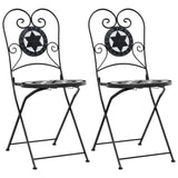 Bistro Chairs Foldable 2 pcs Black and White Ceramic 4003405