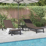 Sunbed Reclining 2-person 3 pcs Brown Poly Rattan 42004130