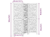 Room Divider 3 Panels Black Solid Wood Paulownia 358750