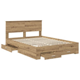 Bed Frame with Drawer Artisan Oak 140 x 190 cm Engineered Wood 3408262