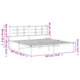 Metal Bed Frame without Mattress with Headboard Black 180x200cm 355565