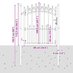 Fence Gate with Spikes Grey 125 x 100 cm Powder-coated steel 42009003