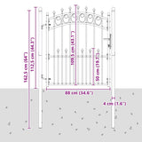 Fence Gate with Spikes Grey 125 x 100 cm Powder-coated steel 42009003