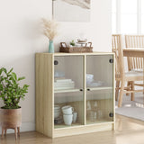 Side Cabinet with Glass Doors Sonoma Oak 68x37x75.5 cm 836422