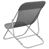 Folding Beach Chairs 2 pcs Grey Textilene&Powder-coated Steel 360190