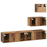 TV Cabinet Set Wall-mounted 4 pcs Old Wood Engineered Wood 3393435