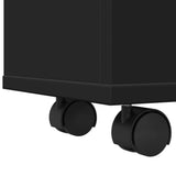 Narrow Bathroom Cabinet with Wheels Black Engineered Wood 855269