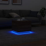 Coffee Table with LED Lights Brown Oak 50x50x40 cm 839874
