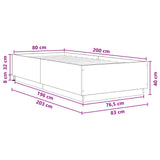 Bed Frame with LED Grey Sonoma 80 x 200 cm Engineered Wood 3429569
