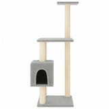 Cat Tree with Sisal Scratching Posts Light Grey 104 cm 171470