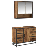 Bathroom Furniture Set with Door 2 pcs Old Wood Engineered Wood 3402426