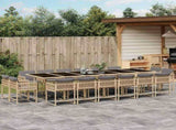 17 Piece Garden Dining Set with Cushions Mix Beige Poly Rattan 3211608