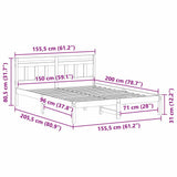 Bed Frame Brown 150 x 200 cm Solid Pine Wood 872368