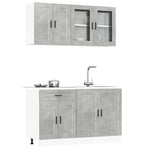 ZNTS 4 Piece Kitchen Cabinet Set Kalmar Concrete Grey Engineered Wood 3314875