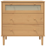Drawer Cabinet SENJA Rattan Look Brown 80x40x80 cm Solid Wood Pine 358022