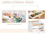 Kids Desk and Chair Set 2 Pieces Children Study Table with Storage Pull-Out Drawer Bookshelf for 3-6 T3398P421977