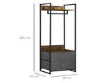 Clothes Rail, Metal Coat Stand, Garment Rack with 2 Fabric Storage Drawers, Single Wardrobe for T3398P341424
