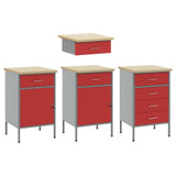 Work Cabinet with Drawer 10 pcs Red Engineered Wood and Steel 3321479