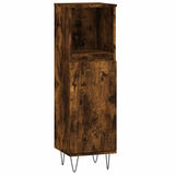 Bathroom Cabinet Smoked Oak 30x30x100 cm Engineered Wood 831561