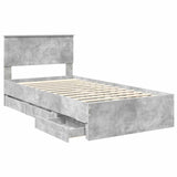 Bed Frame with Drawer Concrete Grey 100 x 200 cm Engineer Wood 3410738