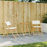 3 Piece Folding Bistro set with Cream White Cushions Bamboo 3208939