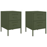 ZNTS Bedside Cabinets 2 pcs Olive Green 36x39x50.5 cm Steel 842931