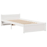 Bed Frame with Headboard without Mattress White 75x190 cm Small Single 3306747